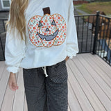 Crewneck Top With Floral Printed Pumpkin Patchwork