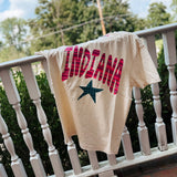 Pink Indiana Stripe Ivory Tee