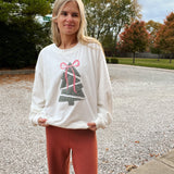 Plaid Tree Oversized Sweatshirt