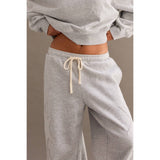 Heather Grey Star Patch Casual Drawstring Jogger Pants