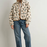 Floral Print Fluffy Fleece Sherpa Jacket
