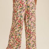 Floral Smocked Wide-Leg Pants