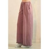Mineral Wash Elastic Waist Wide Leg Pants