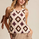 Crochet Granny Square Tassel Tie Vest