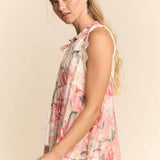 Sleeveless Floral Maxi Dress With Lace Trim