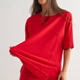 Offset Ruby French Terry Top