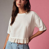 Eyelet Hem Boxy Knit Top