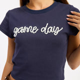 Navy & White Game Day Baby Tee