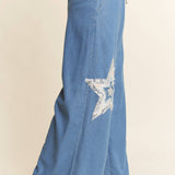 Denim Star Patchwork Elastic Waistband Pants