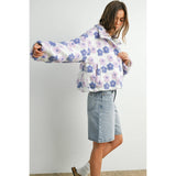 Collared Floral Zip-Front Sherpa Jacket