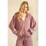 Mineral Wash Long Sleeve Hoodie Zip Up Jacket