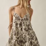Floral-Print Woven Paneled A-Line Babydoll Romper