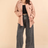 Oversized Texture Knit Shacket - Blush