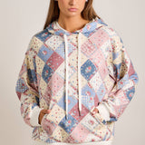 Spring Patchwork Quilted Hoodie