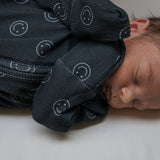 Smiley Ribbed Bamboo Zip Pajamas