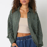Teal Mia Checkered Shirt