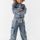 Navy Vintage 1/4th Hoodie-Jogger Set