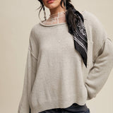 Ash Grey Slouchy Knit Pocket Sweater