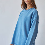 Blue Inside Out Roll Neck Pullover Sweater
