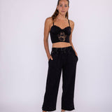 Acid Wash Black Wide Leg Lounge Pant