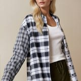 CONTRAST PLAID SHIRT JACKET WITH POCKET