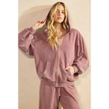 Mineral Wash Long Sleeve Hoodie Zip Up Jacket