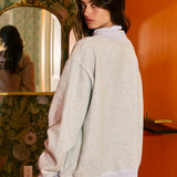 'MIDWEST BABE' Reversible Sweatshirt: Heather Grey