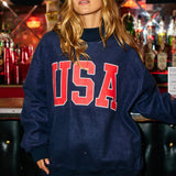 'USA & FLAG' Reversible Mock Neck Sweatshirt