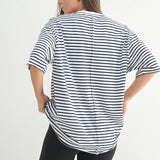 Coastal Striped Oversized Crewneck Tee