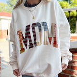 Cream Fall Patchwork Mom Crewneck