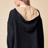 STRIPED QUILTED HOOD TOP
