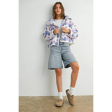 Collared Floral Zip-Front Sherpa Jacket