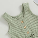 Green Ribbed Knit Romper