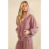 Mineral Wash Long Sleeve Hoodie Zip Up Jacket