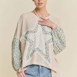 Star Patched Waffle Knit Top