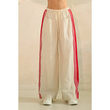 Ivory Sport Striped Wide Legged Pants