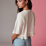 Eyelet Hem Boxy Knit Top