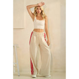 Ivory Sport Striped Wide Legged Pants