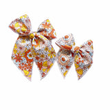 Retro Orange Floral Bow