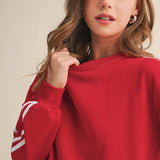 Red Stripe Cropped Top & Wide Leg Pants Set
