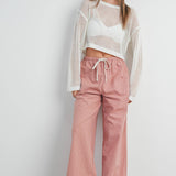 Red Drawstring Check Pants