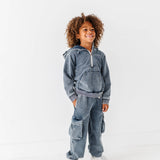 Navy Vintage 1/4th Hoodie-Jogger Set