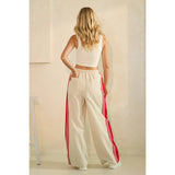 Ivory Sport Striped Wide Legged Pants