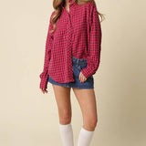 Hayley Gingham Ruffle Blousea