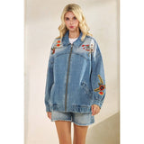 Med Wash Embroidered Denim Jacket