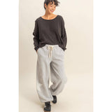 Heather Grey Star Patch Casual Drawstring Jogger Pants