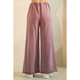 Mineral Wash Elastic Waist Wide Leg Pants