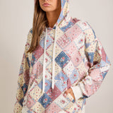 Spring Patchwork Quilted Hoodie