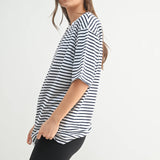 Coastal Striped Oversized Crewneck Tee