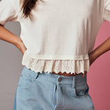 Eyelet Hem Boxy Knit Top